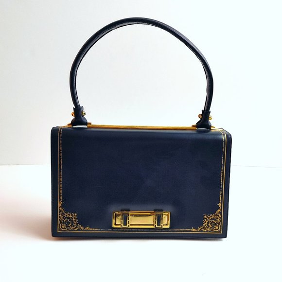 Scuola del Cuoio Handbags - LEATHER SCHOOL FLORENCE navy and gold filigree shoulder bag (scuola del cuoio)